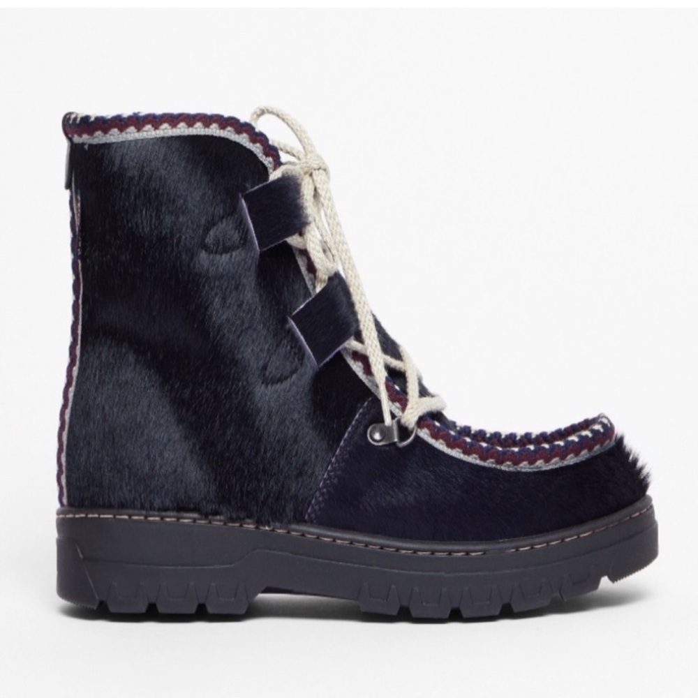 Penelope Chilvers Incredible Ink Calf Hair Shearling Ankle Boots 36=5